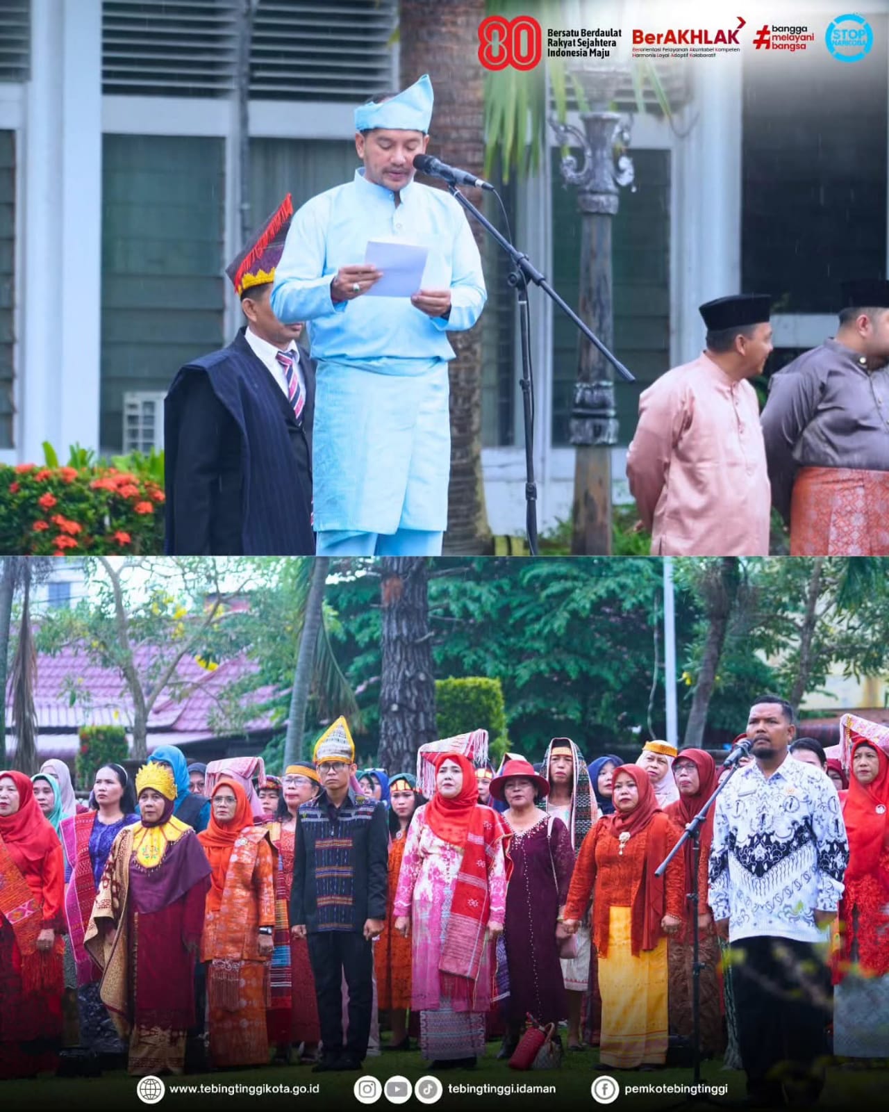 Upacara Peringatan Hari Guru Nasional Dan HUT PGRI Ke-80 Di Tebing Tinggi Berlangsung Khidmat Walau Di Tengah Guyuran Hujan