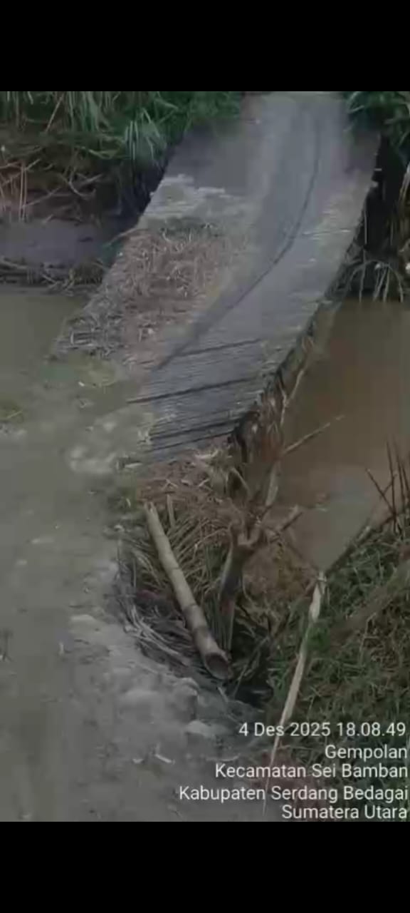 Jalan Penghubung Dua Desa di Sergai Nyaris Putus, Kades Gempolan: Sudah Berkali-kali Diusulkan, Warga Minta Pemerintah Bertindak Cepat