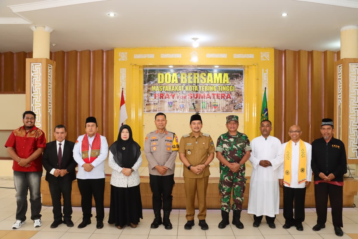 Kapolres Tebing Tinggi dan Wali Kota Gelar Doa Bersama “Pray Sumatera” di Gedung Hj Sawiyah