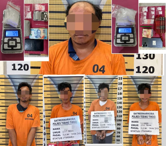 Sat Resnarkoba Polres Tebing Tinggi Ringkus Lima Pemilik Sabu di Kelurahan Mentos