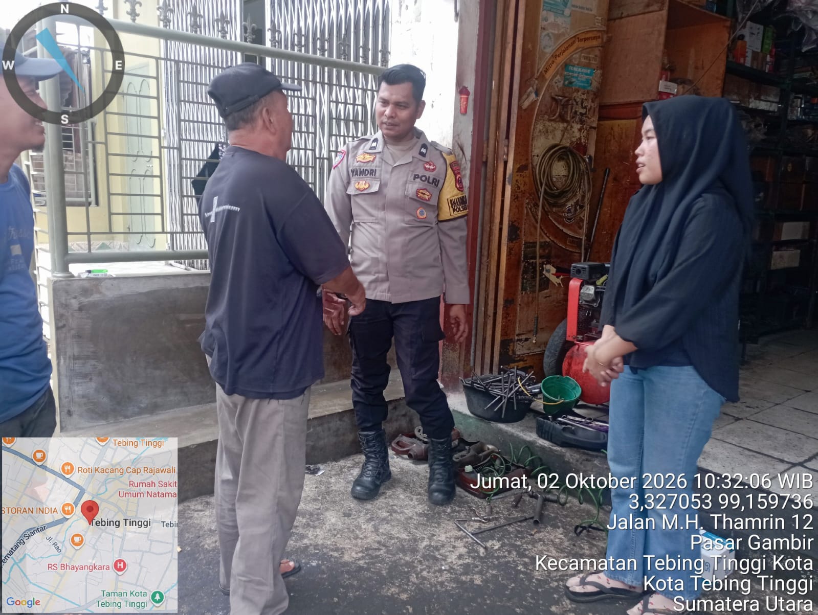 Sambang ke Jalan Thamrin, Bhabinkamtibmas Polsek Padang Hulu Beri Imbauan Kamtibmas